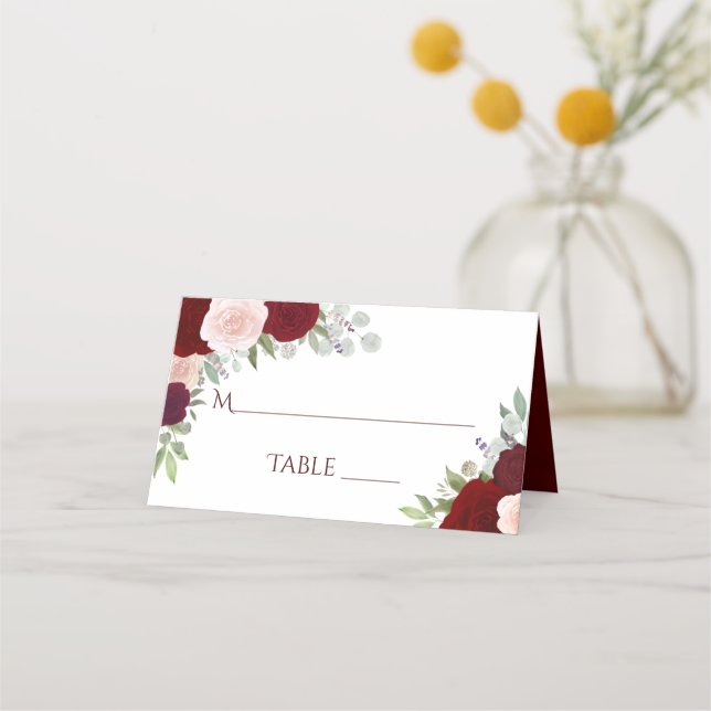 Carte De Placement Roses rouges et roses roses roses de Bourgogne Élé (Devant)