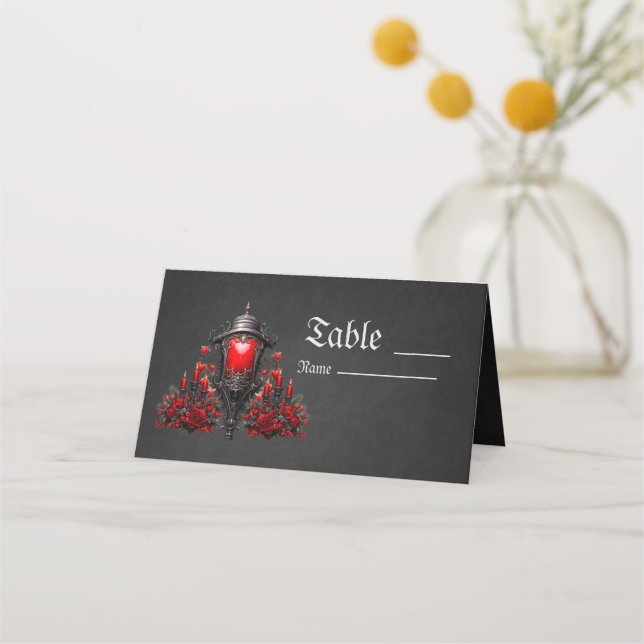 Carte De Placement Roses rouges étonnantes et conception de la porte (Devant)