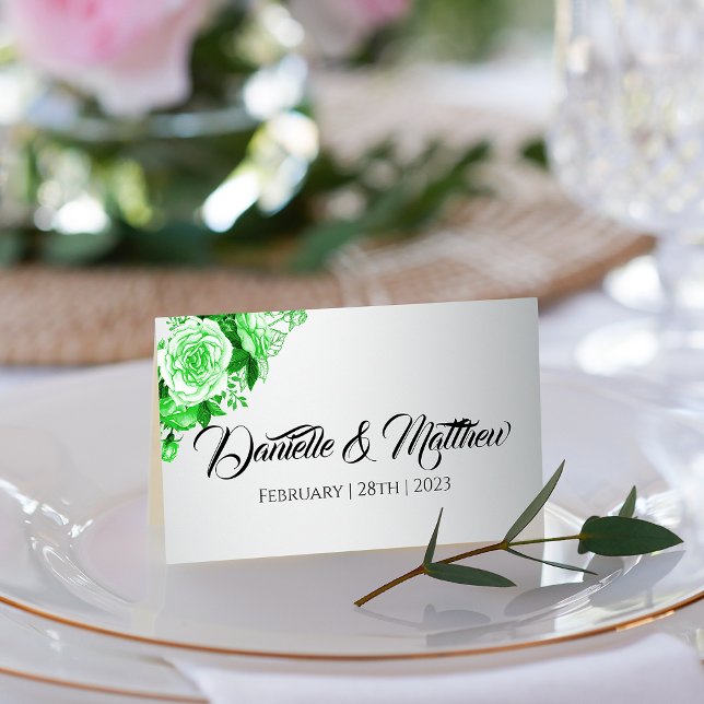 Carte De Placement Roses verts sur le mariage Silver Garden (Créateur téléchargé)