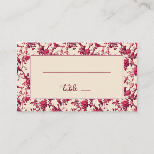 Carte De Placement Rouge Floral Vintage Oiseaux Romantique