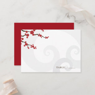 Carte De Placement Rouge Sakura Fleurs cerisiers fleurs Mariage