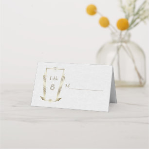 Carte De Placement Royal Gold Art Deco Monogram Mariage