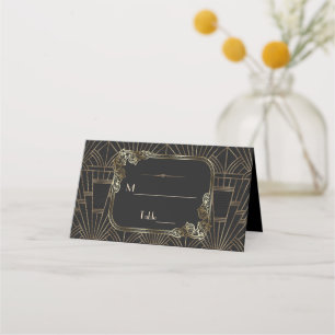 Carte De Placement Royal Gold Black Art Déco Mariage des années 20