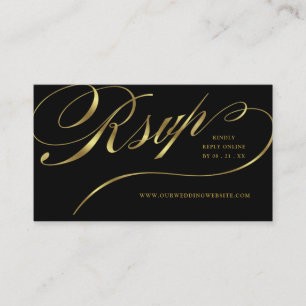Carte De Placement RSVP Elegant Gold Script en ligne Réponse Insérer