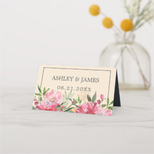 Carte De Placement Ruby Pink Peony Floral Mariage botanique