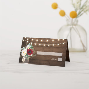 Carte De Placement Russe Bourgogne Floral Mason Jar Mariage