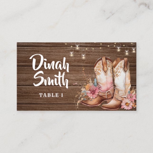 Carte De Placement Russe Country Boots Cowgirl Floral Anniversaire (Devant)
