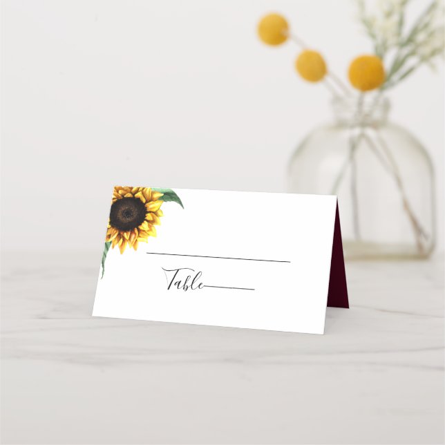 Carte De Placement Rustic Chic Mariage de tournesol Escort (Dos)