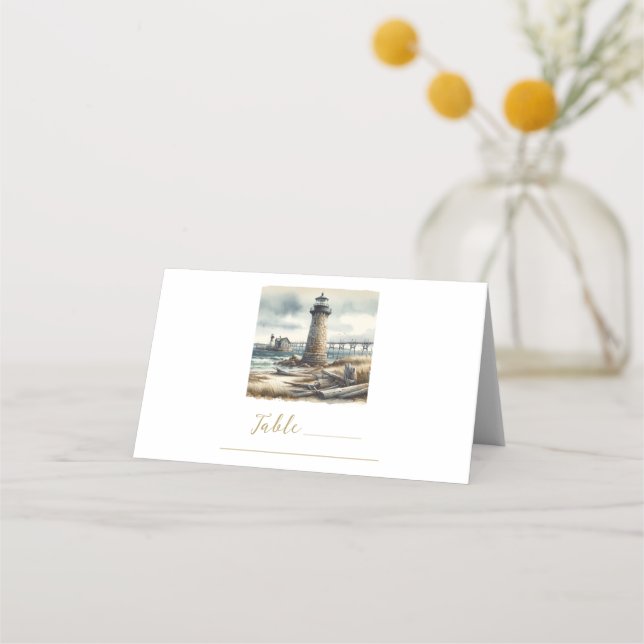 Carte De Placement Rustic Coastal Lighthouse Seaside Beach Table (Devant)