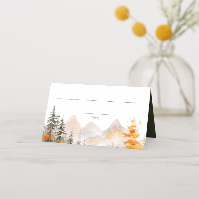Carte De Placement Rustic Fall Mountain Pine Forest Wedding (Devant)