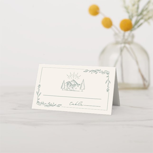 Carte De Placement Rustic Mountain Emerald Line Mariage (Devant)