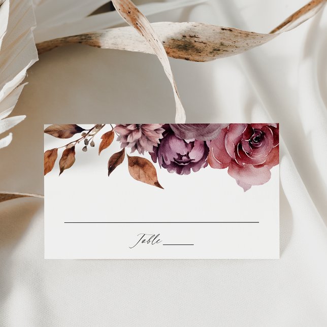 Carte De Placement Rustique Automne Marsala Floral Mariage (Créateur téléchargé)