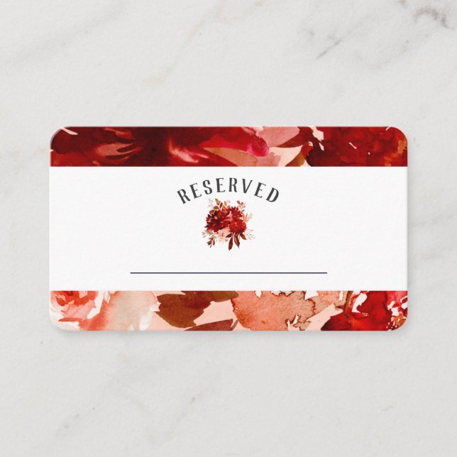 Carte De Placement Rustique Beauté Floral Réservé Siège Numéro de tab (Devant)