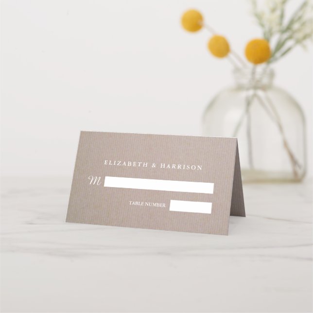 Carte De Placement Rustique Country Kraft Mariage (Devant)