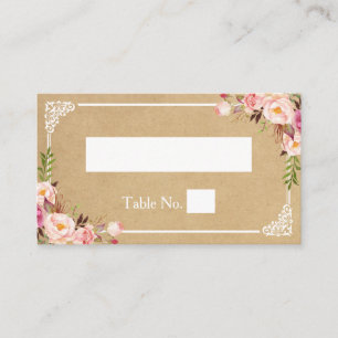 Carte De Placement Rustique Floral Kraft Mariage Escort Lieu de siège