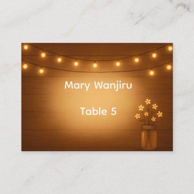 Carte De Placement Rustique Mason Jar & String Mariage (Devant)