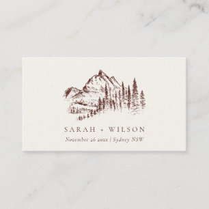 Carte De Placement Rustique Pine rouille Woods Mountain Sketch Mariag