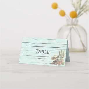 Carte De Placement Rustique Turquoise Pays Mariage occidental