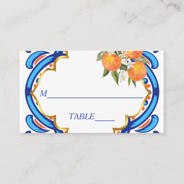 Carte De Placement Sa principale Squeeze orange bleu nuptiale (Devant)