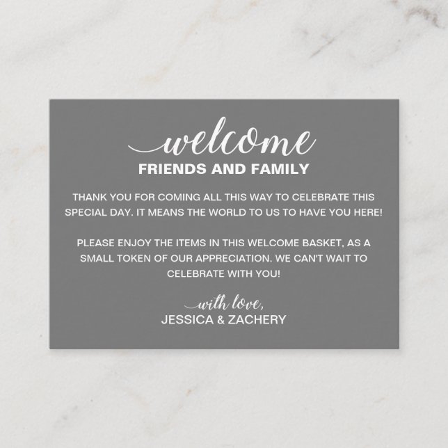 Carte De Placement Sac cadeau de bienvenue pour Mariage gris blanc (Devant)