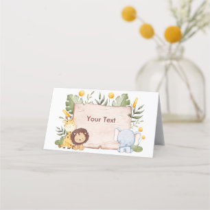 Carte De Placement Safari Food Tente Étiquette Cute Animaux