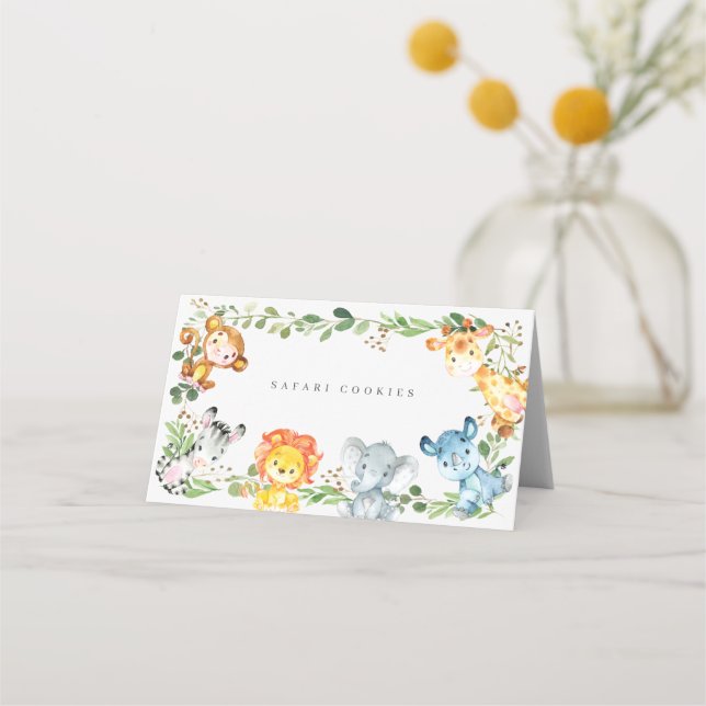 Carte De Placement Safari Jungle Animals Buffet Food Labels (Devant)