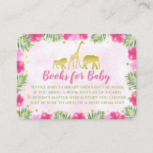 Carte De Placement Safari Pink Gold Baby shower Apportez un livre pou