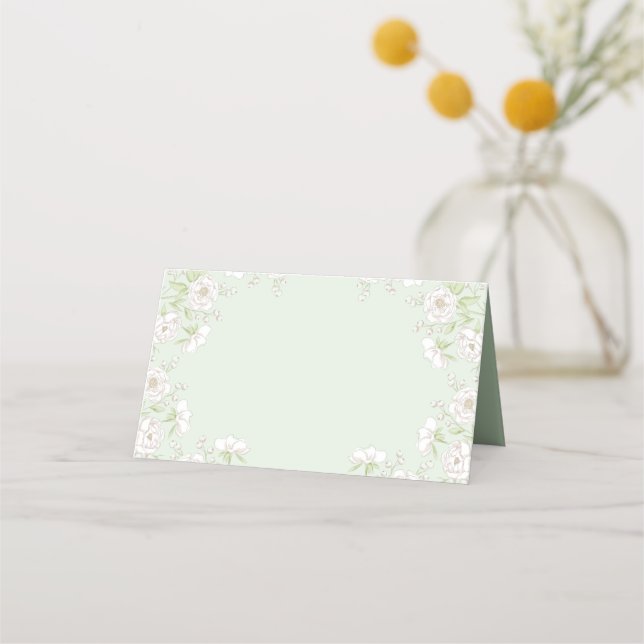 Carte De Placement Sage Green White Rose Wedding (Devant)