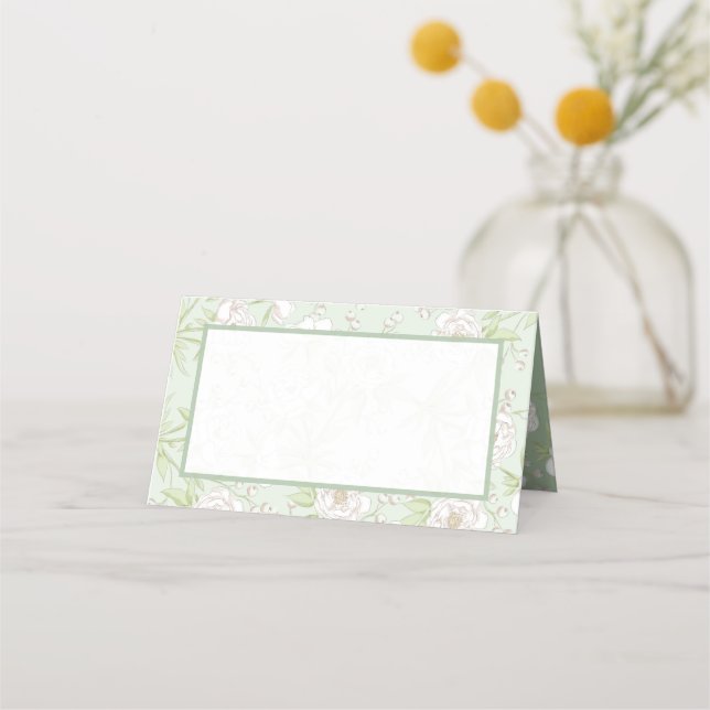 Carte De Placement Sage Green White Rose Wedding (Devant)