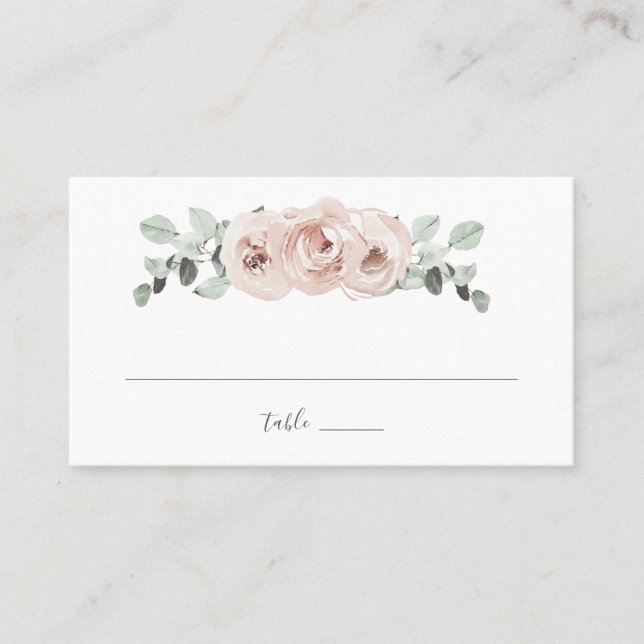 Carte De Placement Sage Greenery rose Dusty Rose Floral Mariage (Devant)
