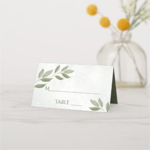 Carte De Placement Sage vert désir Feuilles Élégant mariage écriture