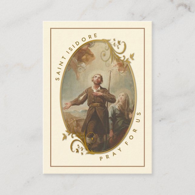 Carte De Placement Saint Isidore, ouvrier agricole Prière religieuse (Devant)
