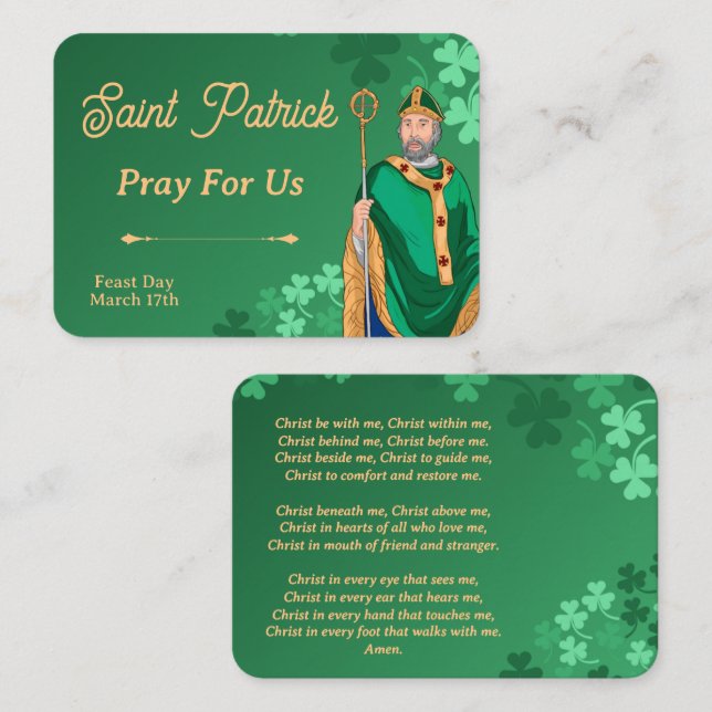 Carte De Placement Saint Patrick Prayer Card – Breastplate Prayer (Devant / Derrière)