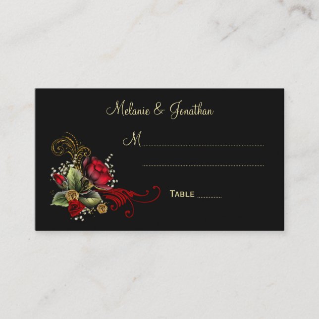 Carte De Placement Sang Rouge Roses Bandes Respiration Bébé Placer le (Devant)