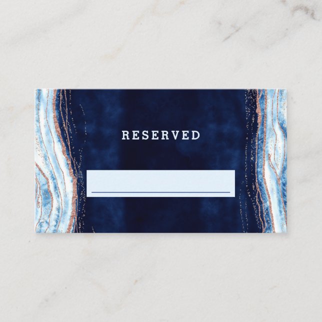 Carte De Placement Sapphire Blue Rose Gold Réservé Mariage siège (Devant)