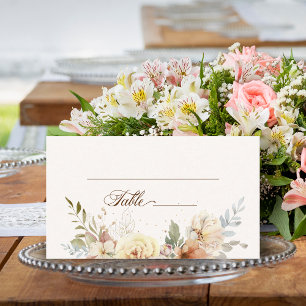 Carte De Placement Script botanique Rose d'automne rustique