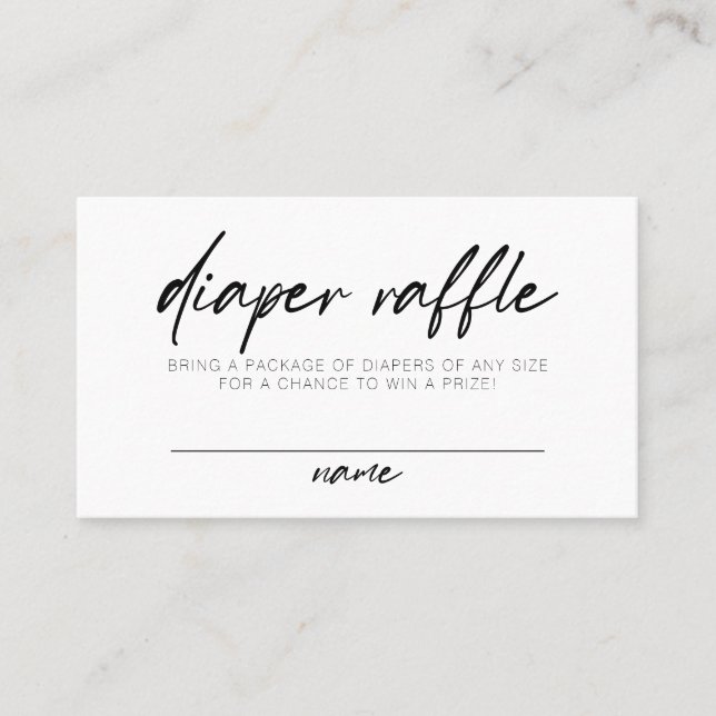 Carte De Placement Script moderne Boho Minimal Diaper Raffle (Devant)
