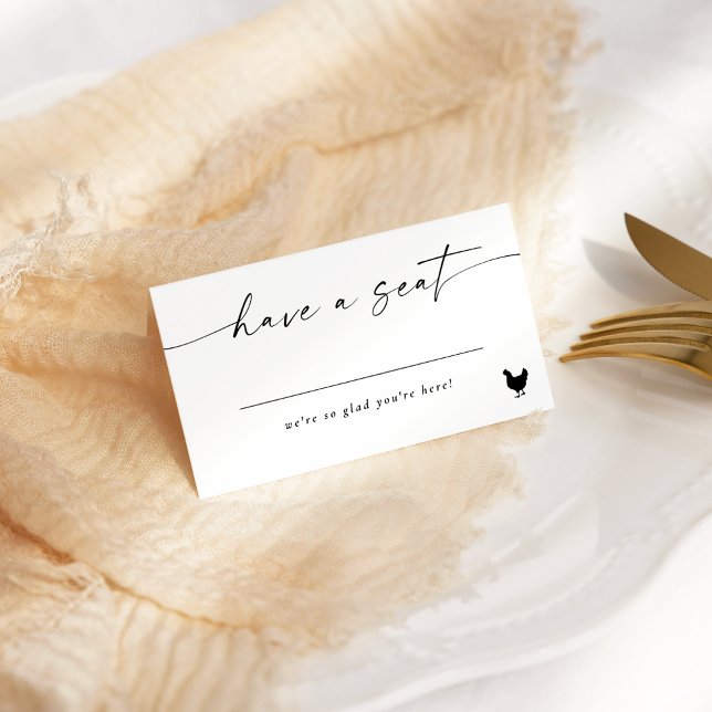 Carte De Placement Script moderne élégant Place Card Chicken Option (Créateur téléchargé)