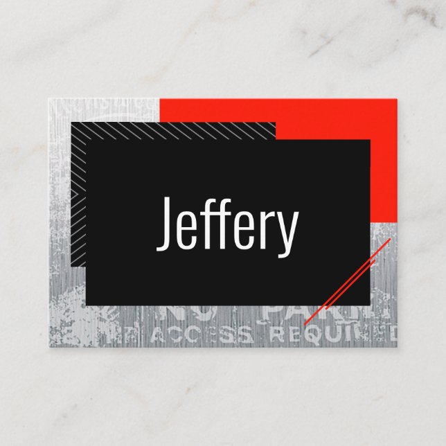 Carte De Placement Script simple, noir, gris, bande blanche (Devant)