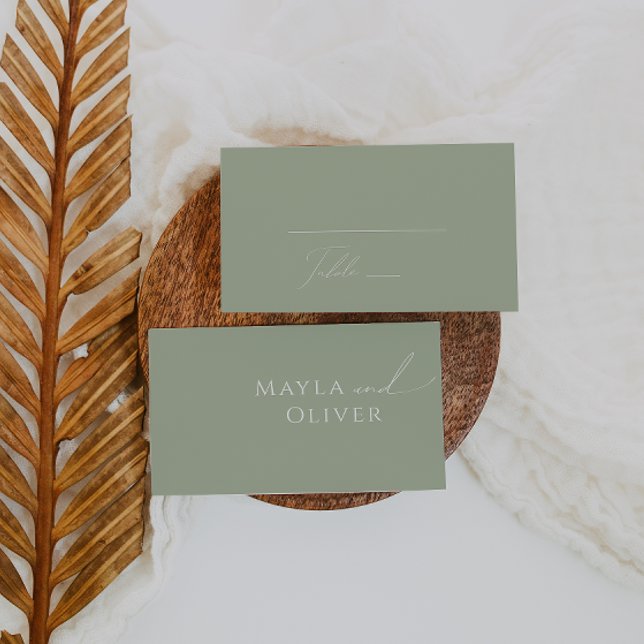 Carte De Placement Script Whimsical | Mariage plat Sage Green (Créateur téléchargé)