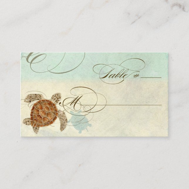 Carte De Placement Sea Turtle Modern Coastal Ocean Beach Swirls (Devant)