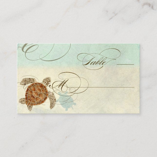 Carte De Placement Sea Turtle Modern Coastal Ocean Beach Swirls (Devant)