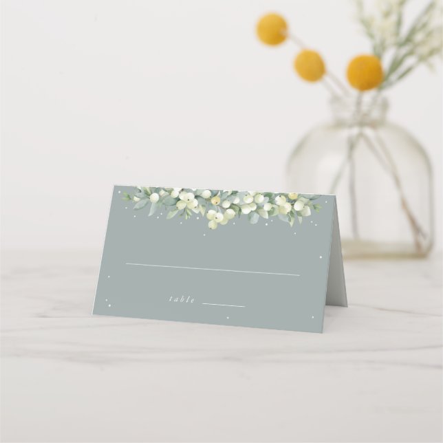 Carte De Placement Seafoam Green Snowberry+Eucalyptus Mariage (Devant)