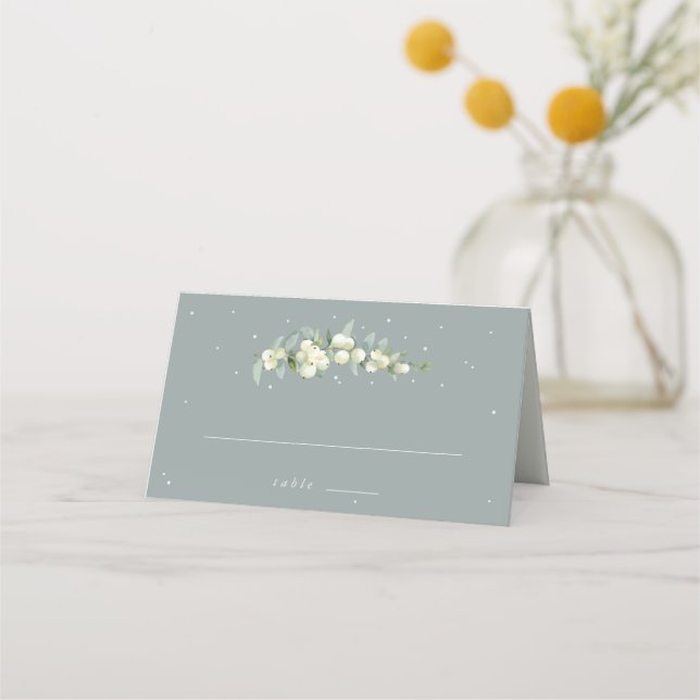 Carte De Placement Seafoam Green Snowberry+Eucalyptus Mariage (Devant)