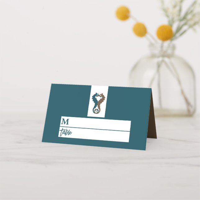 Carte De Placement Seahorse Romance, Mariage sur la plage (Devant)