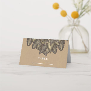 Carte De Placement Siège de table de mariage vintage feuilles tropica