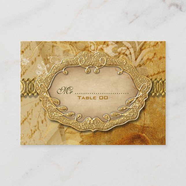 Carte De Placement Siège mariage vintage or brun (Devant)
