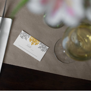 Carte De Placement Silver Gold Snowflakes Mariage hivernal
