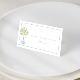 Carte De Placement Simple citronnier Bleu Bleu Blancs Baby shower