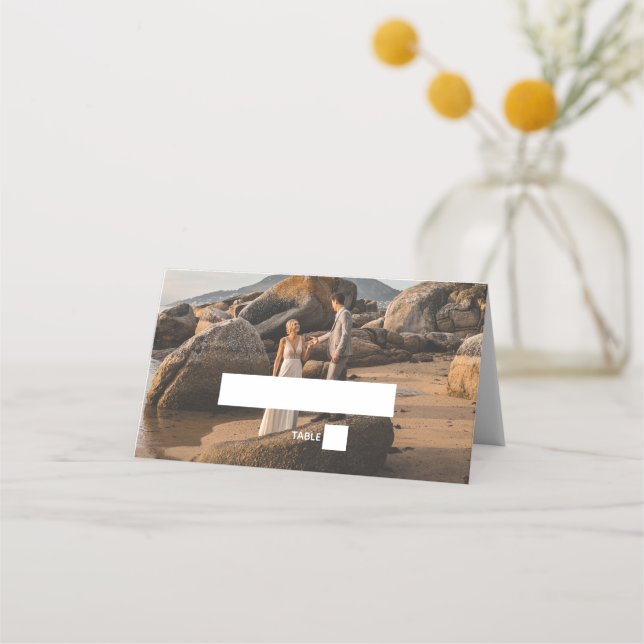 Carte De Placement Simple Élégant 2Photo Overlay Script Mariage Faveu (Devant)